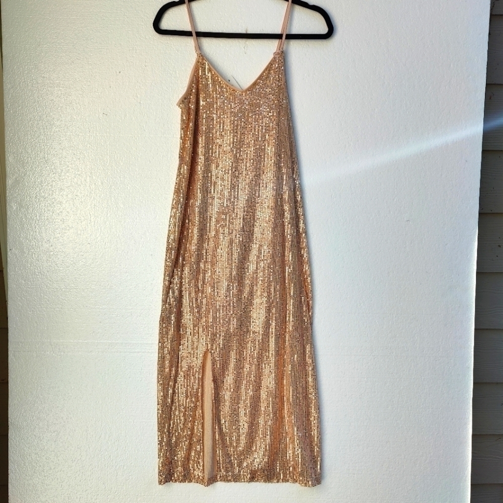 Grace Karin Sequin dress. Gold, size small. NWT
